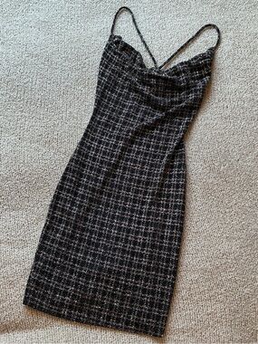 Triple Seven cowl neck tweed mini dress EUC - size M